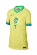 Brazilië Vinicius Junior #7 Voetbaltruitje Thuis tenue Dames Copa America 2024 Korte Mouw